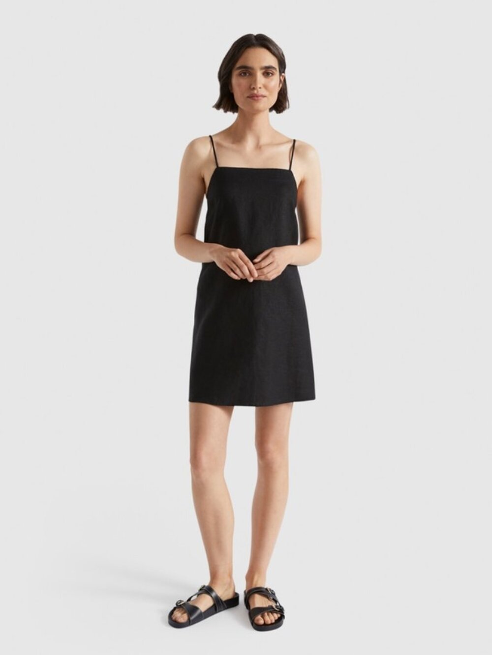 Seed Heritage Core Linen Mini Slip Dress | Black | Size 8 AU / 4 US